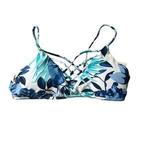 Hollister Blue Floral Strappy Bikini Top